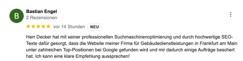 Google 5 Sterne-Bewertung von Kehrschel Gebäudereinigung Frankfurt am Main